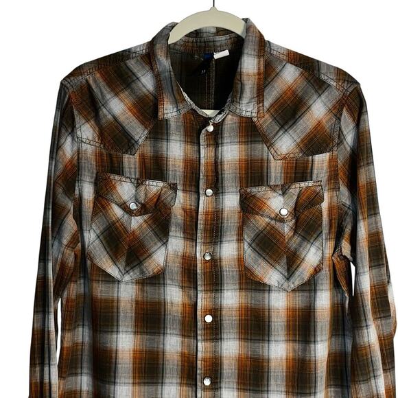 DIVIDED by H&M Western Plaid Snap Button Shirt Men’s Size Medium - Picture 2 of 8